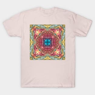 hair mandala with a rainbow a star and hearts T-Shirt